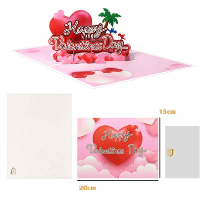 Romantic 3D Pop-Up Greeting Card with Envelope