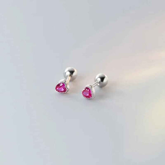 Cute Minimalist Color Heart Stud Earrings