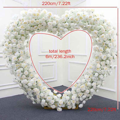 Luxury 5D Red Floral Arrangement with Heart-Shaped Frame Wedding Backdrop Decor