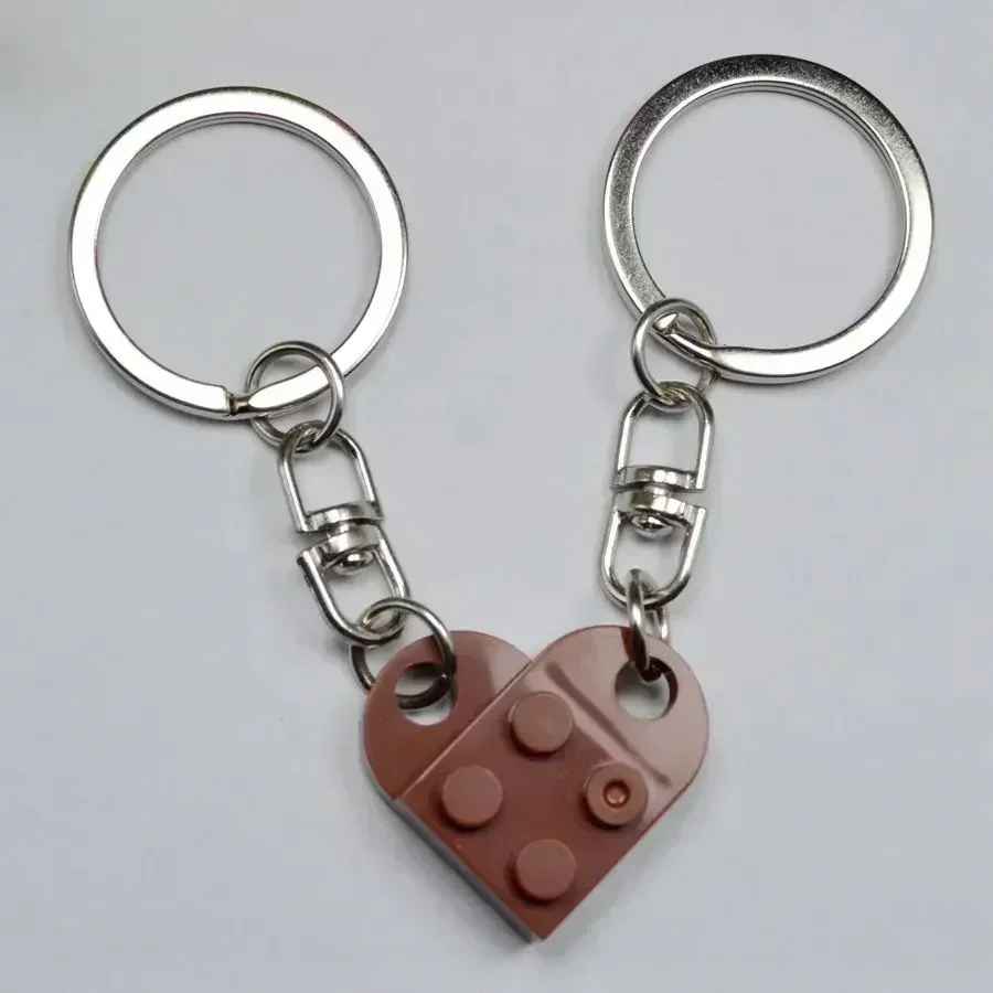 1Pair Cute Love Heart Building Block Couple Keychain