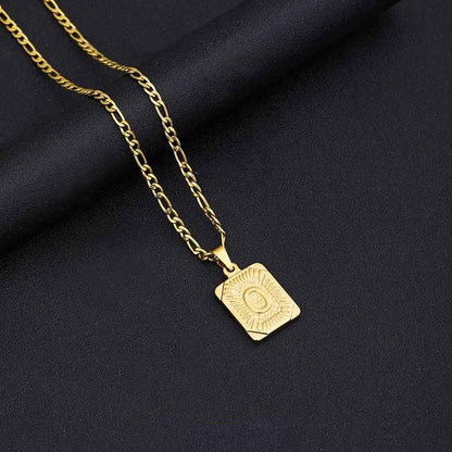 Golden Cuban Chain A-Z Initial Letter Pendant Necklace