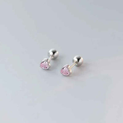 Cute Minimalist Color Heart Stud Earrings