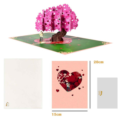 Romantic 3D Pop-Up Greeting Card with Envelope