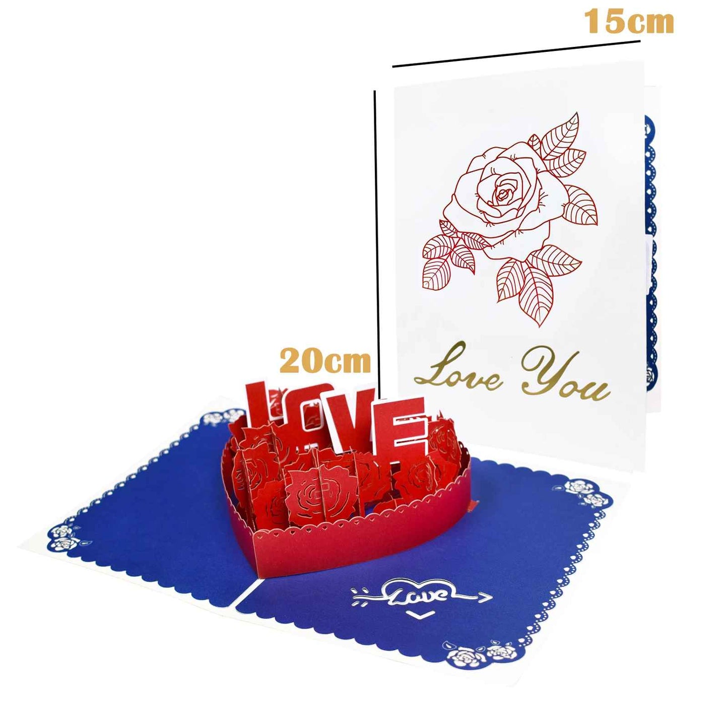 Romantic 3D Pop-Up Greeting Card with Envelope