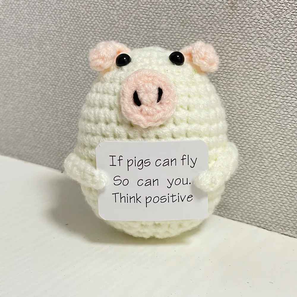 Cute Crochet Inspirational Positive Animal Doll with Card