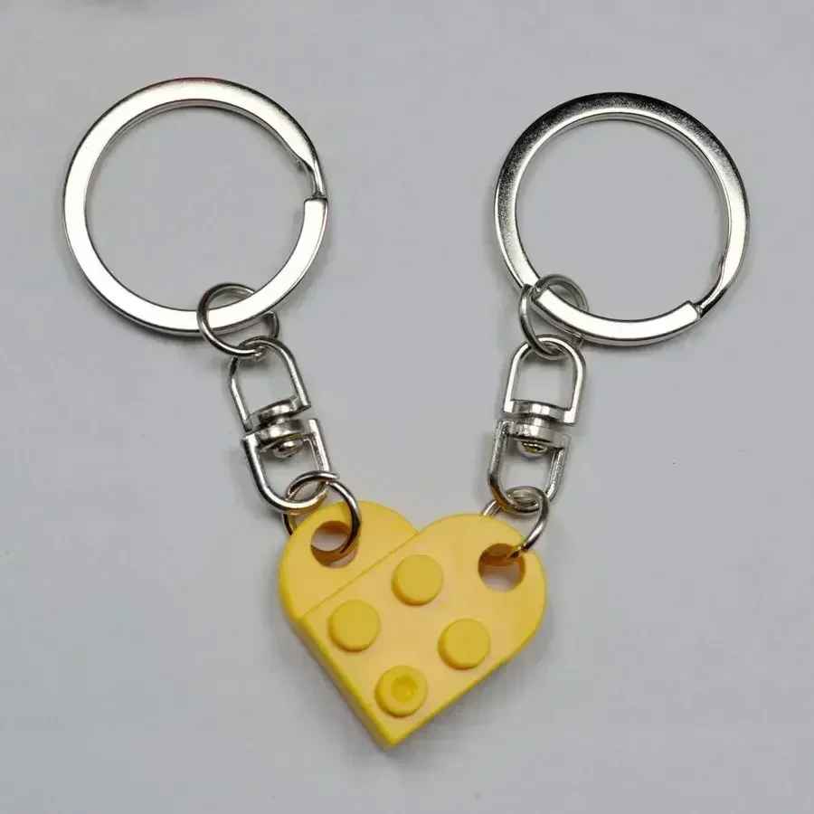 1Pair Cute Love Heart Building Block Couple Keychain