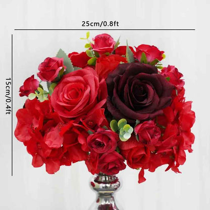 Luxury 5D Red Floral Arrangement with Heart-Shaped Frame Wedding Backdrop Decor