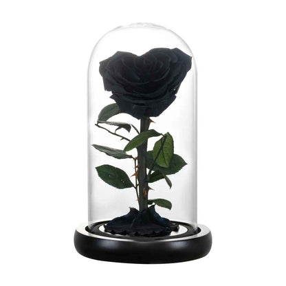 Heart Shaped Preserved Eternal Rose in Glass Dome