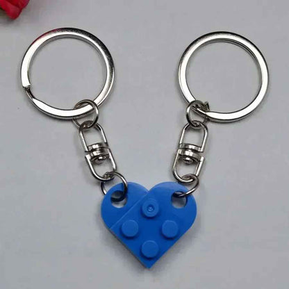 1Pair Cute Love Heart Building Block Couple Keychain