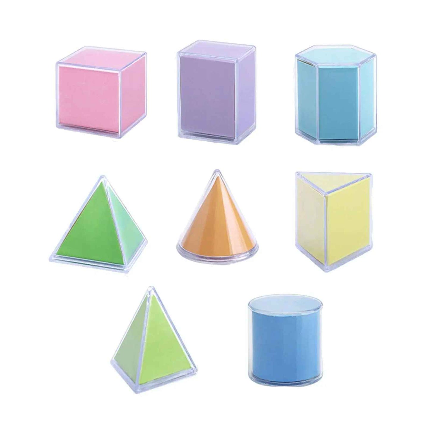 8Pcs Montessori Transparent Geometric Shapes Toy