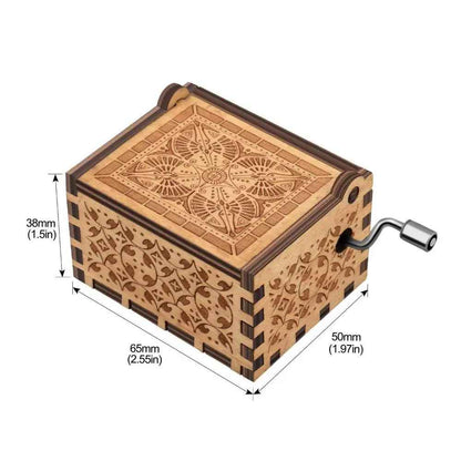 Wooden Vintage Hand-Cranked Music Box – Engraved Music Box