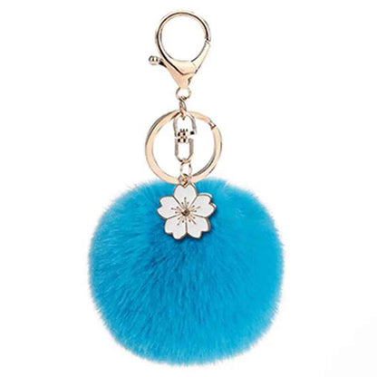 Fashion Furball Flower Charm Keychain