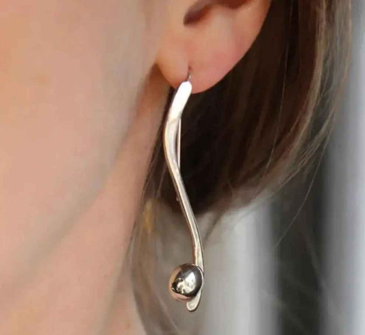 Minimalist Niche Silver Color Dangle Earrings