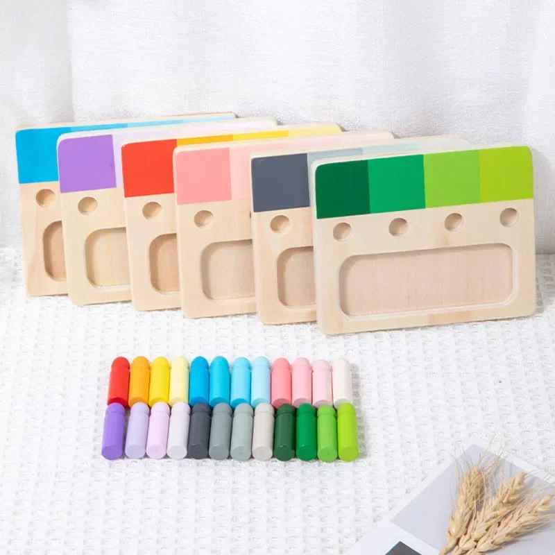 1 Set Wooden Montessori Color Insert Board Toy