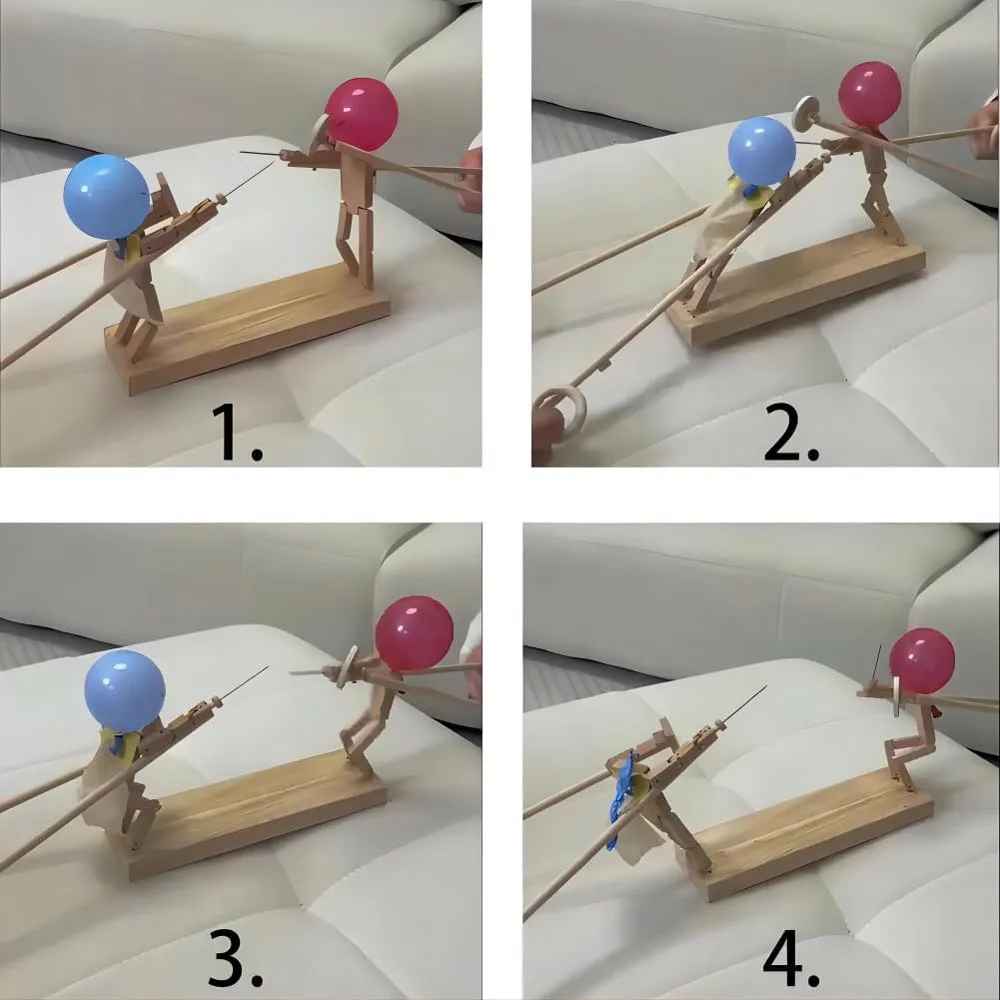 Two-Player Balloon Wooden Bamboo Man Battle Game