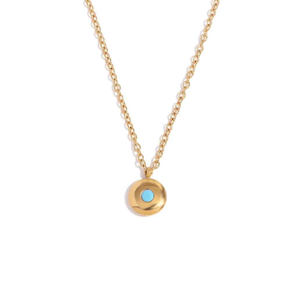 Elegant Birth Month Stone Small Round Pendant Necklace