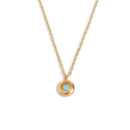 Elegant Birth Month Stone Small Round Pendant Necklace