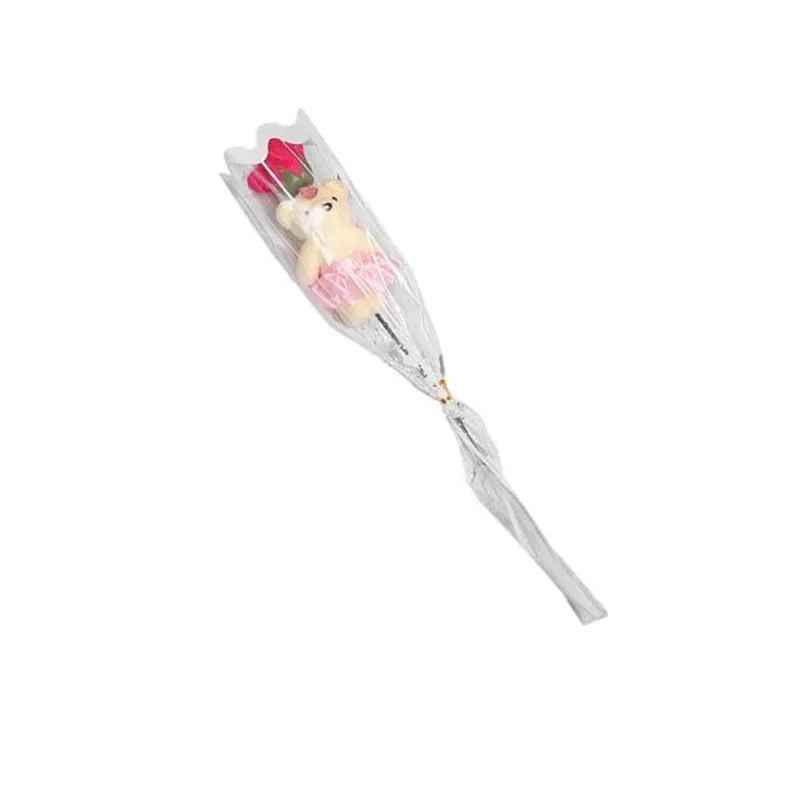 1PC Artificial Rose with Mini Plush Bear Bouquet