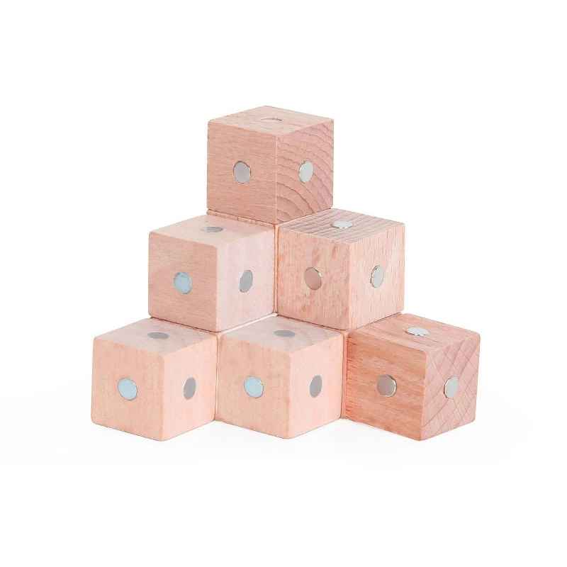 10pcs 3D Wooden Magnetic Colorful Cube Blocks