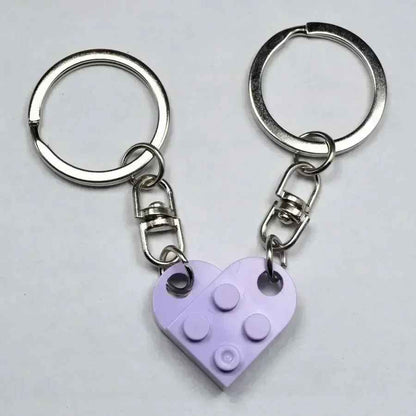 1Pair Cute Love Heart Building Block Couple Keychain