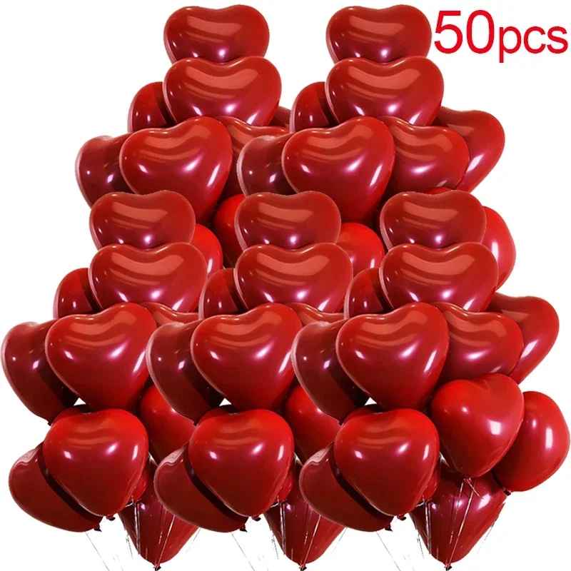 50/10pcs 10-inch Red Heart Inflatable Latex Balloons