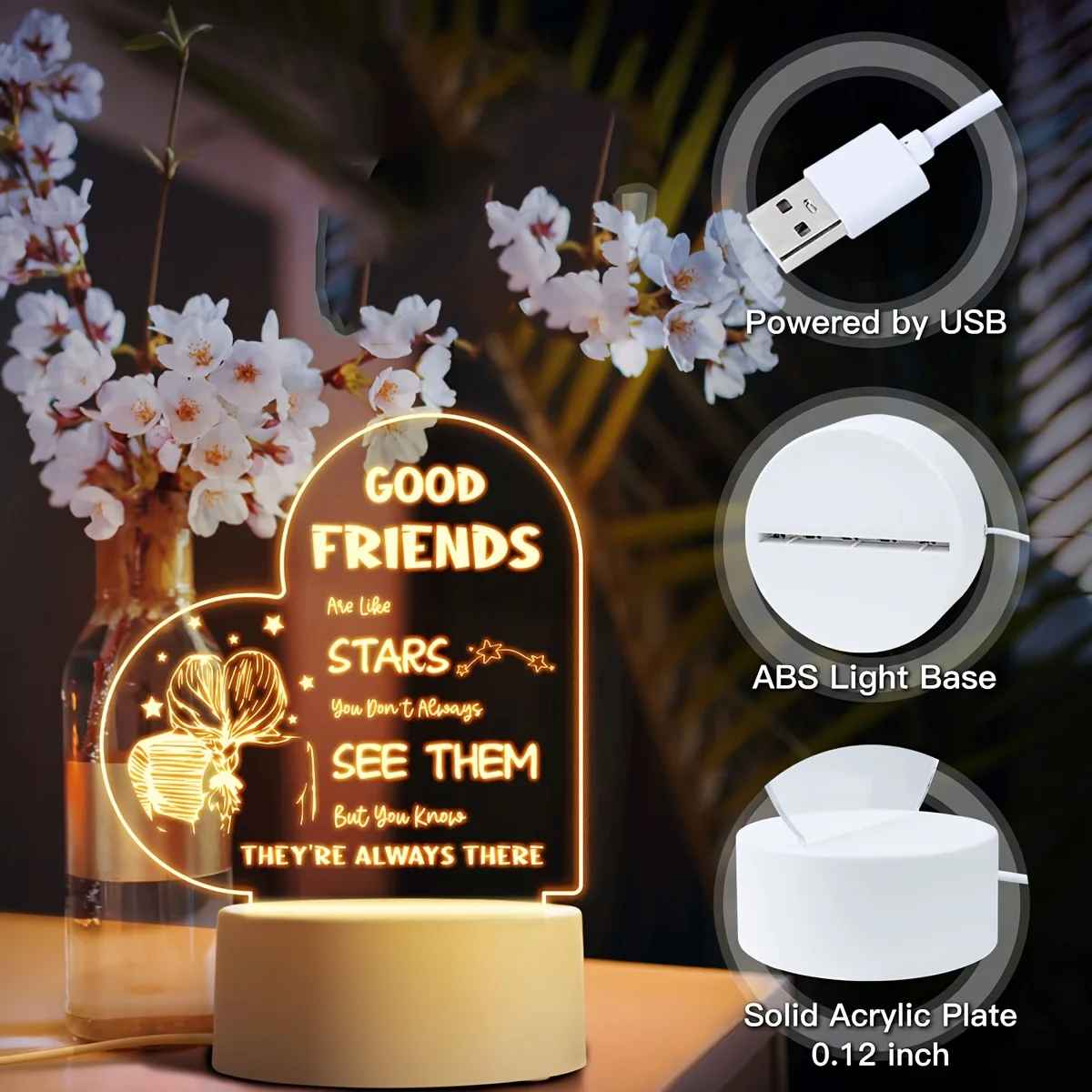 Best Friend Friendship LED Night Light