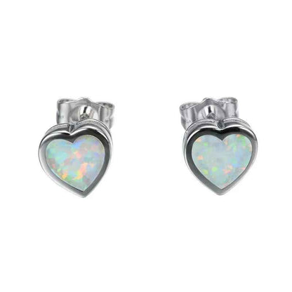 Cute Heart Opal Stud Earrings