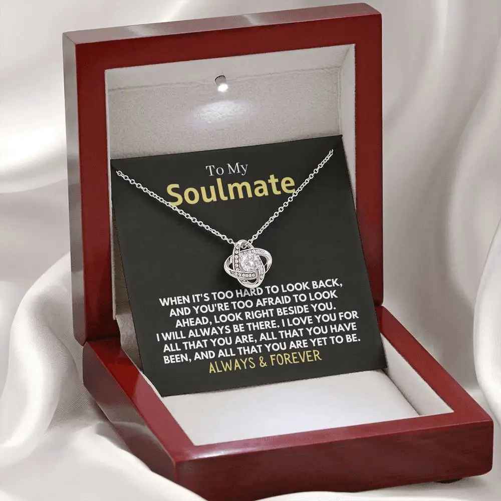 To My Soulmate Silver Love Knot Necklace with LED Gift Box