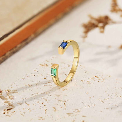 Minimalist Style Personalized Couple's Birthstone Ring