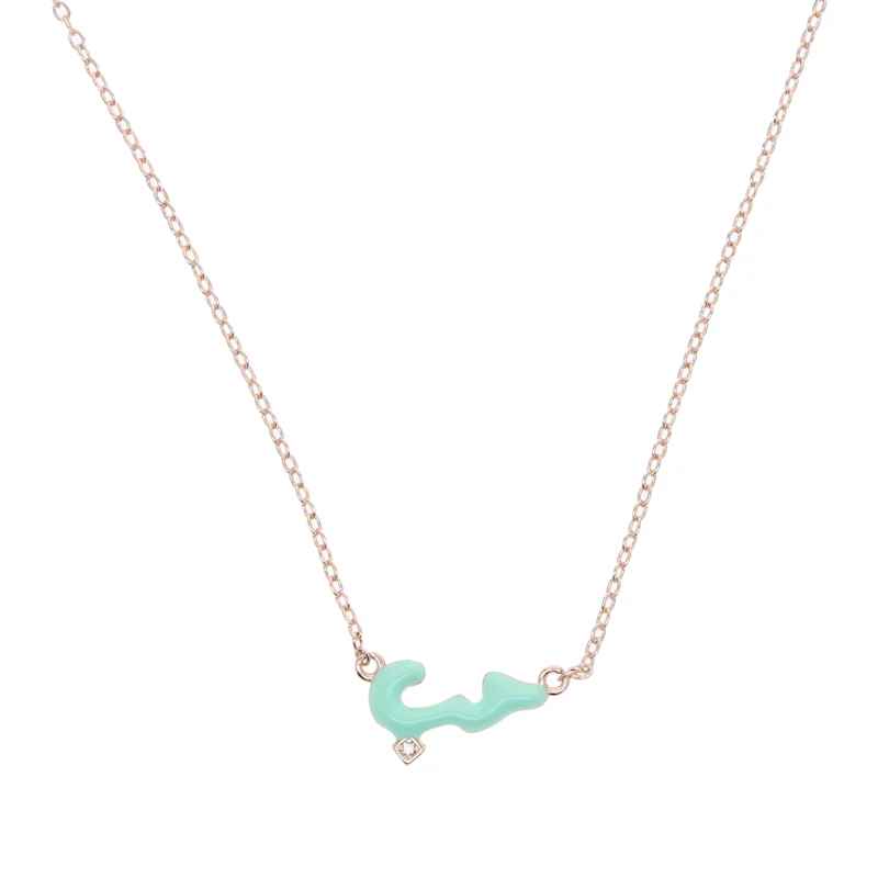 Micro Pastel Enamel Small Arabic Love Letter 18-Inch Charm Necklace