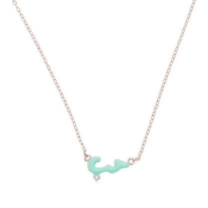 Micro Pastel Enamel Small Arabic Love Letter 18-Inch Charm Necklace