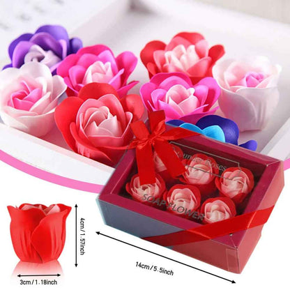 Romantic 6pcs Artificial Soap Rose Flower Gift Box