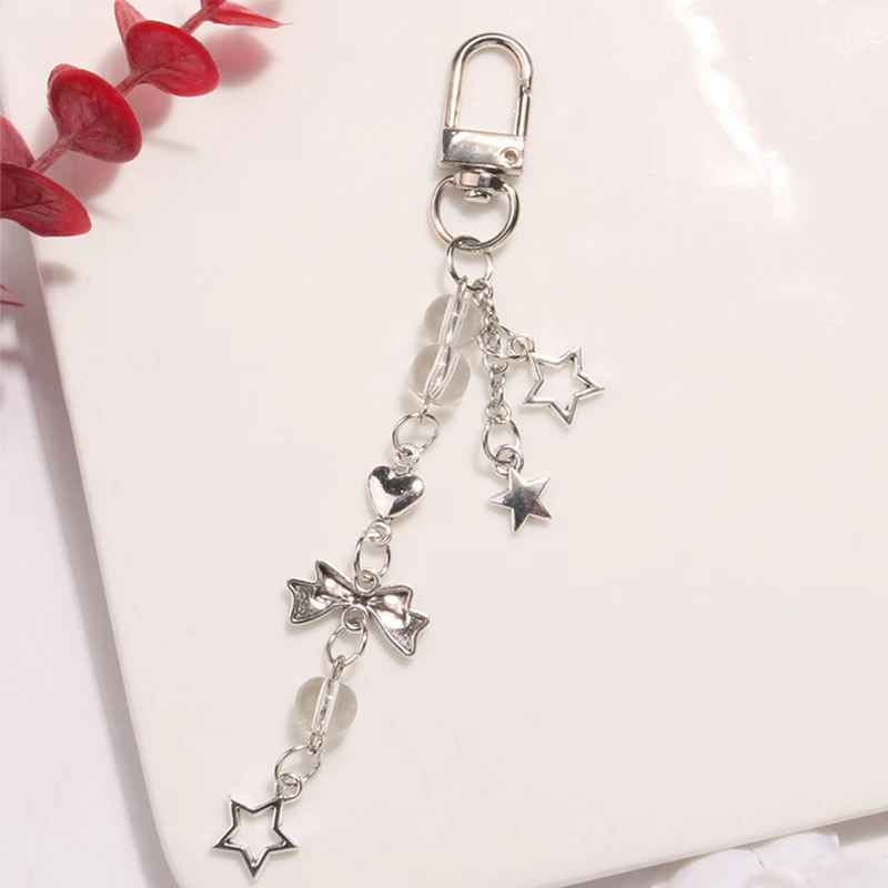 Goth Y2K Bow Heart Star Keychain Phone Charm