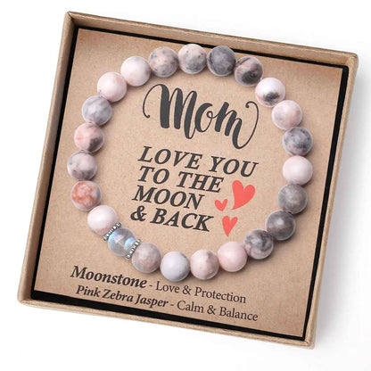 Mom Love You to the Moon and Back Moonstone Bracelet