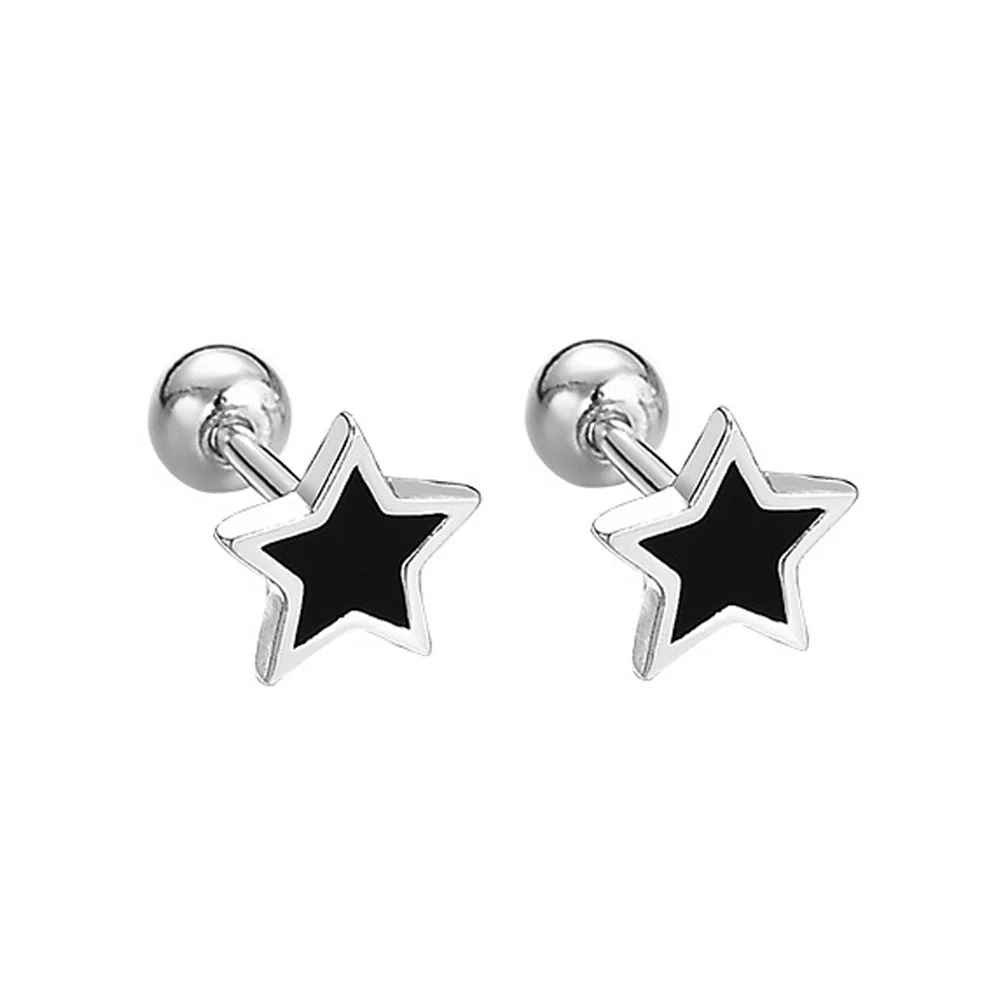 Sterling Silver Black Small Stud Earrings