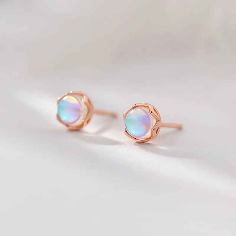 Color Moonstone Stud Earrings