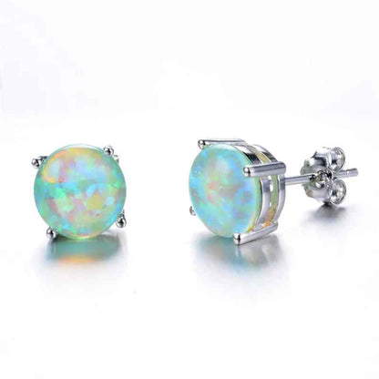 Bohemian Female 6mm Round Opal Earrings