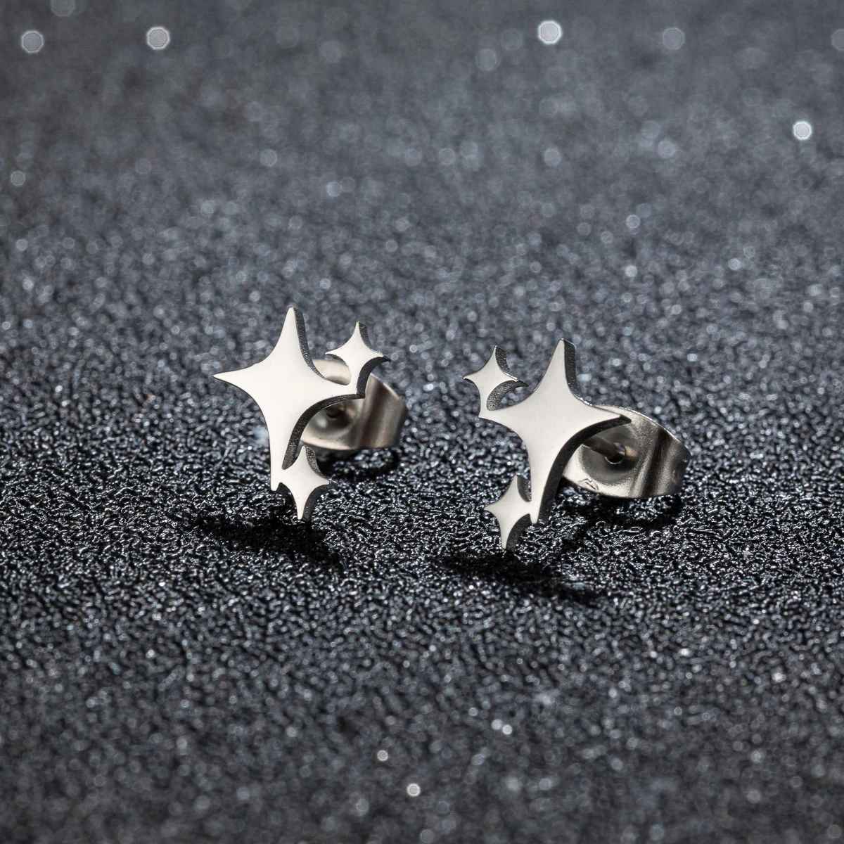 Cross Star Stainless Steel Stud Earrings