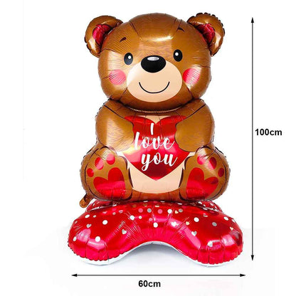 Bear, Love, and Heart Balloons with Banner Romantic Decor