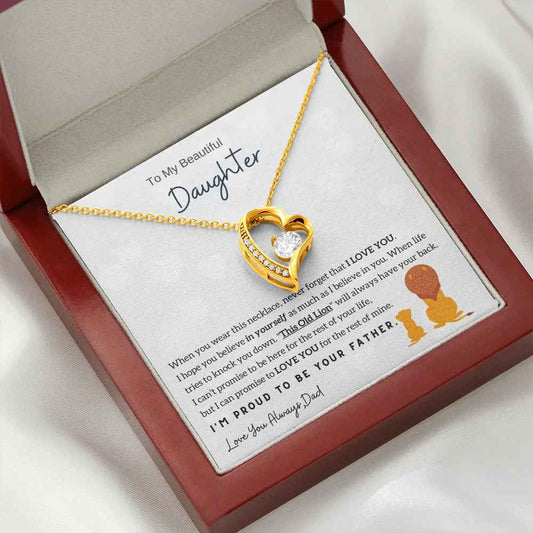 To My Daughter Stainless Steel Love Necklace with LED Box