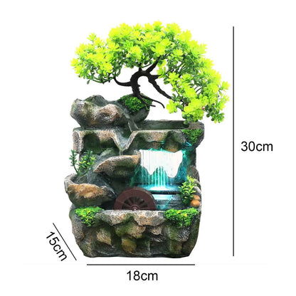 Rockery Bonsai Tabletop Water Fountain with Light