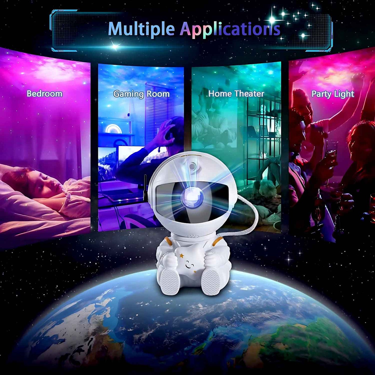 Astronaut LED Galaxy Star Projector Night Light