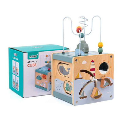 Montessori Wooden Activity Cube Toy