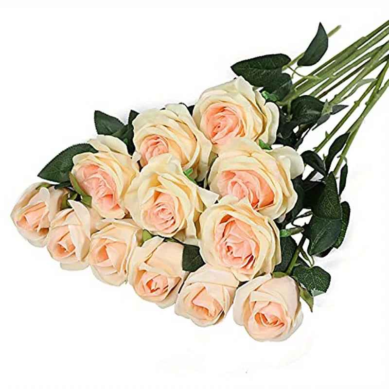 12pcs Realistic Artificial Rose Bouquet