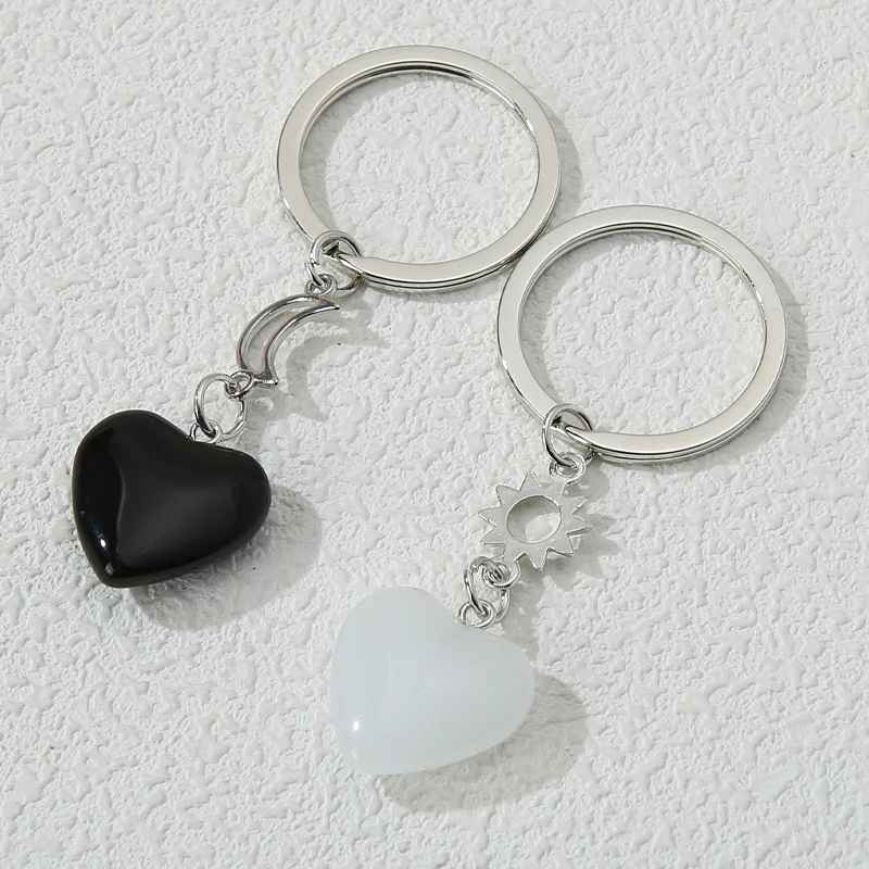 1 Pair Romantic Couple Crystal Hearts Keychain