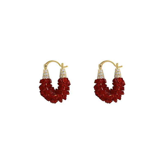 Red Crystal Hook Earrings