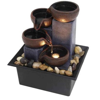 Deep Basin & Natural River Rocks Tabletop Water Fountain