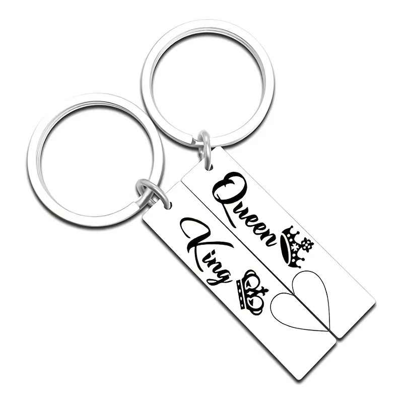 2 Pcs/Set Crown King Queen Couple Keychains