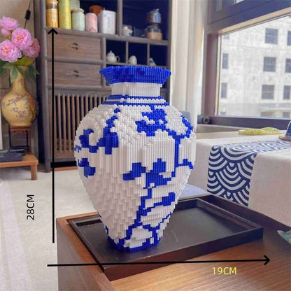 28cm Creative DIY Chinese Style Blue and White Porcelain Vase Puzzle Building Block