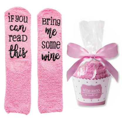 If You Can Read This Bring Me Some Wine Winter Fuzzy Plush Socks